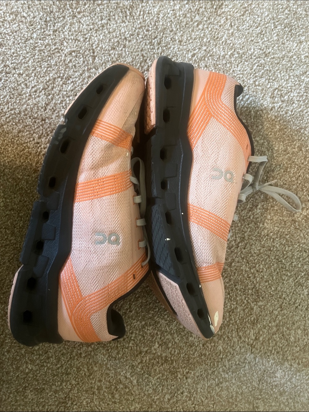 Women's Peach Athletic Sneakers with Black Outsole - Picture 3 of 4